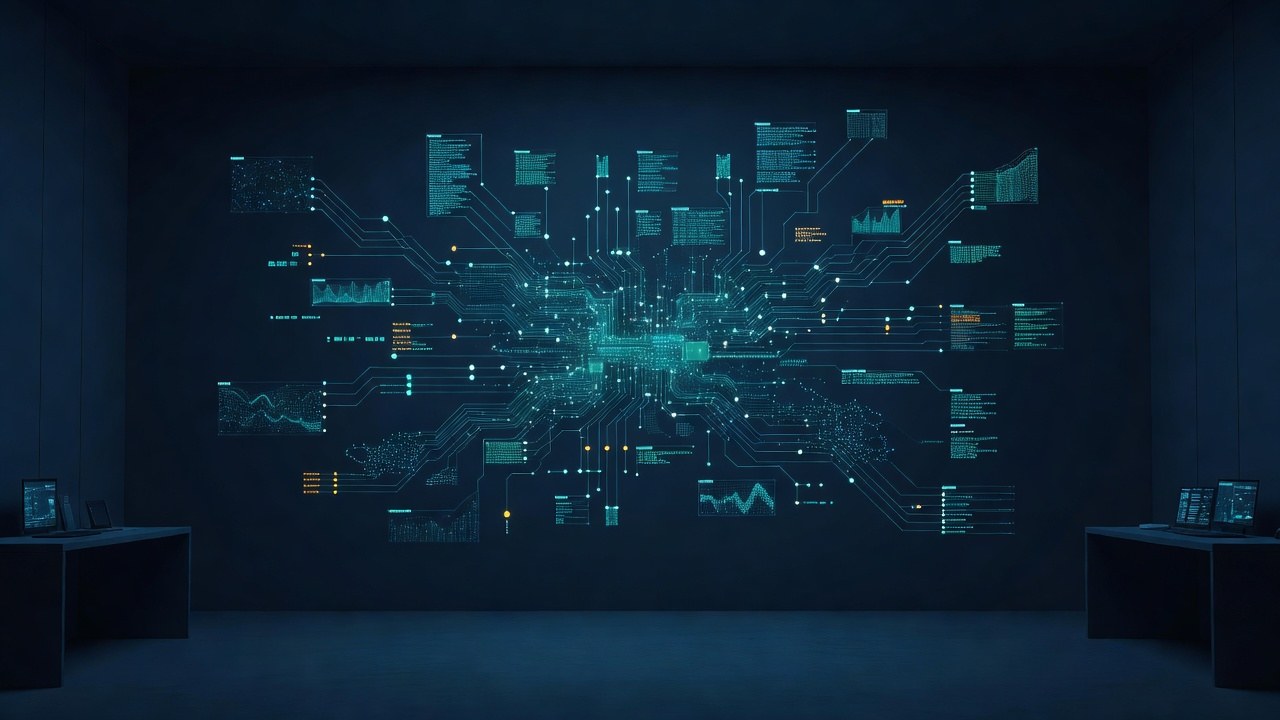 Abstract cybersecurity monitoring dashboard
